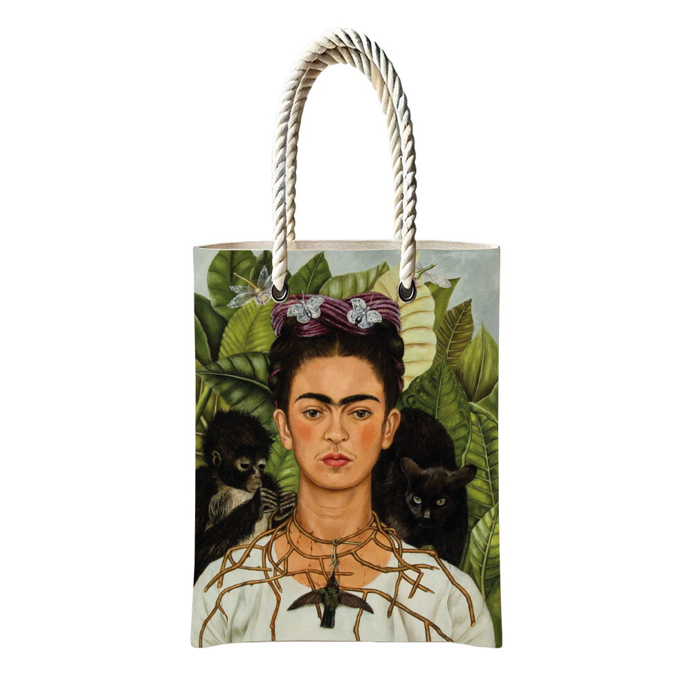 Frida Kahlo Orijinal Tablo Temalı Fermuarlı Günlük Kullanım Bez Çanta